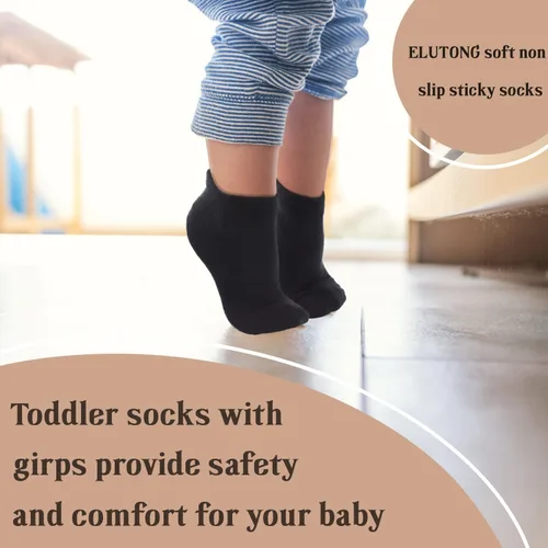 Vista 6 de ELUTONG Calcetines para niños y niñas, 15 pares de calcetines antideslizantes para bebés de 1 a 10 años