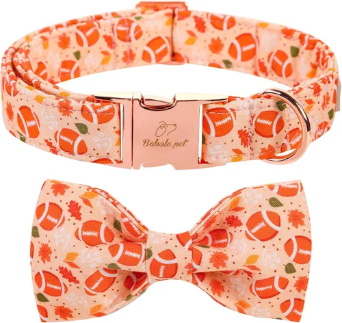 Vista 25 de Collar de Navidad para Perro con Pajarita - Lindo Collar de Cachorro Azul con Patrón Navideño de Cereza y Caramelo, Hebilla de Metal Ajustable