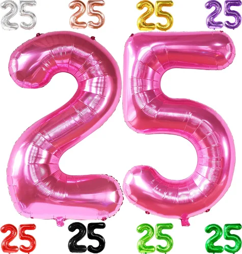 Vista 11 de KatchOn, Globo negro del número 25 de 40 pulgadas, globo de aluminio de Mylar del número 25 para decoraciones de feliz cumpleaños, globos del número