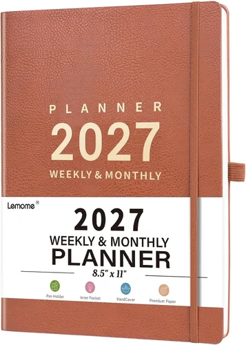 Vista 24 de Agenda 2027 – Agenda semanal mensual 2027 con calcomanías Negro