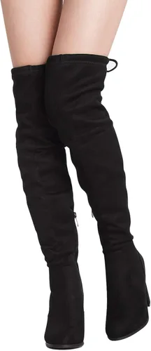 Vista 4 de Dream Pairs - Botas altas sobre la rodilla a la moda ajustadas y con tacón grueso para mujer
