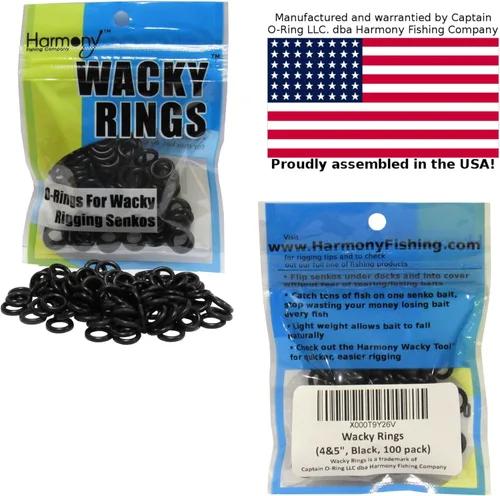 Vista 9 de (100pk) – O-Rings for Wacky Rigging Senkos/Worms/Soft Stickbaits – Bait Saver Orings for Senko Worm – Save Your Baits from Tearing While Wacky Neko