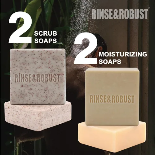 Vista 3 de Rinse & Robust Jabón de Barra para Hombres, Barra Limpiadora Hidratante y Exfoliante, Jabón de Regalo para Hombres 4 en 1 Lavado de Cara, Cuerpo