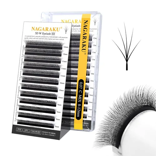 Vista 172 de NAGARAKU Extensiones de pestañas prefabricadas en abanico 3D W 0.05 C 0.315 0.05-C 3D W