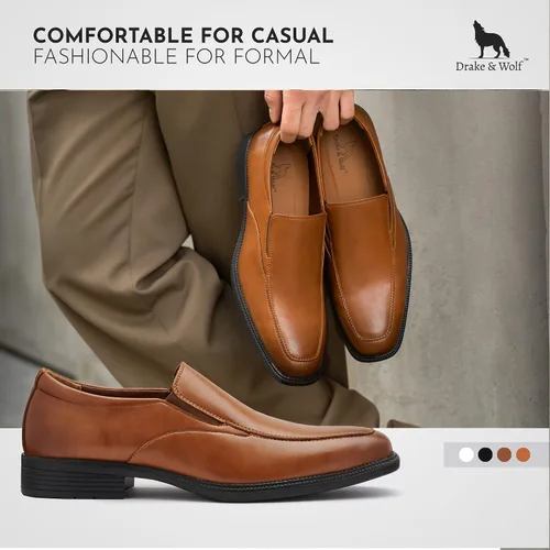 Vista 4 de Drake & Wolf Mocasines para hombre - Zapatos de vestir casuales para hombre - Zapatos de vestir antideslizantes para hombre - Zapatos de vestir