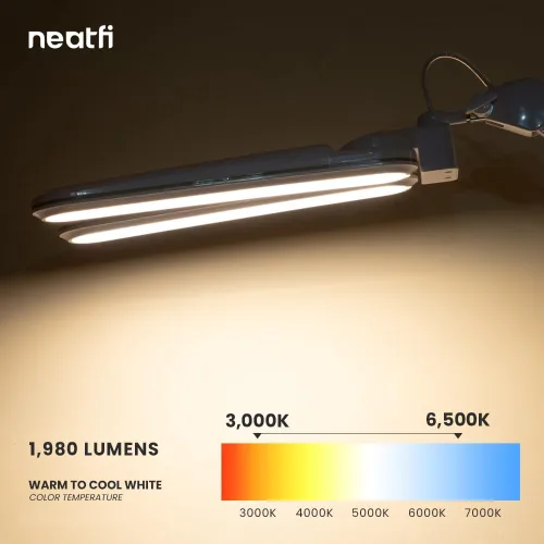 Vista 4 de Neatfi Elite HD XL - Lámpara LED de escritorio, 3 modos de luz, 90 piezas SMD LED, atenuación no polar, iluminación brillante que cuida los ojos