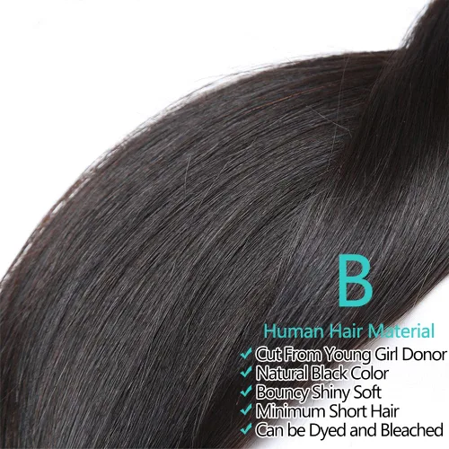 Vista 4 de Mechones de cabello 10A Remy peruano, cabello lacio, sedoso, 100 % sin procesar