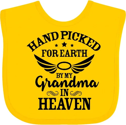Vista 18 de inktastic Handpicked for Earth By My Grandma in Heaven Angel Wings Baby Bib