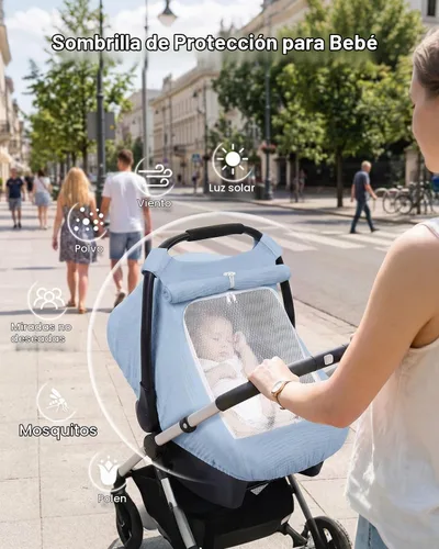 Vista 6 de Rquite Funda de asiento de automóvil para bebé, niña, niño, 100% muselina de algodón, toldo transpirable a prueba de viento con ventana de malla