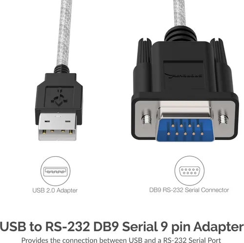 Vista 2 de SABRENT Adaptador USB a RS-232 DB9 Serial de 9 pines Prolífic PL2303 de 1 pie [SBT-USC1K]