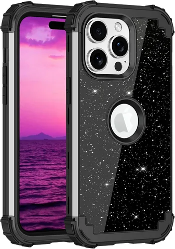 Vista 37 de LONTECT Funda para iPhone 15 Plus con purpurina brillante 3 en 1, a prueba de golpes, resistente, híbrida, resistente, funda protectora de alto