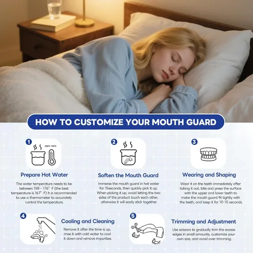 Vista 6 de Protector antimolienda, protector bucal para rechinar dientes por la noche, protector bucal para dormir, protector nocturno de ajuste perfecto