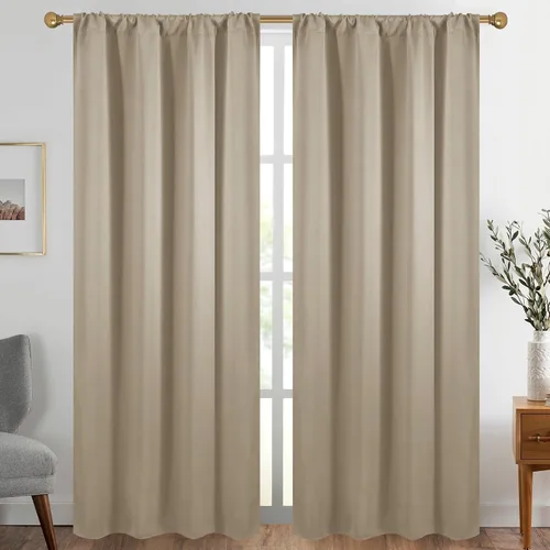 Vista 9 de Diraysid Cortinas opacas beige para dormitorio y sala de estar, cortinas con aislamiento térmico para oscurecer la habitación, 42 x 63 pulgadas, 2