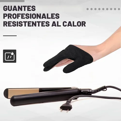 Vista 3 de 2 guantes resistentes al calor para peinar el cabello, varita rizadora de 3 dedos, guantes de protección reutilizables para peluquero protector