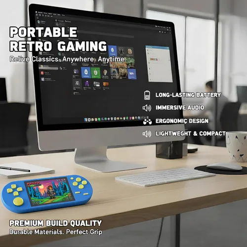 Vista 7 de Consola de juegos portátil de 16 bits, pantalla HD de 3 pulgadas, juegos retro 300 en 1, reproductor de videojuegos clásico portátil para niños