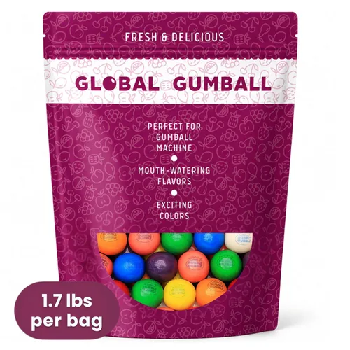 Vista 3 de Bolas de chicle para máquina de chicles – Bolas de goma grandes de 1 pulgada a granel – Recambios de máquina de chicles de 1.7 libras – 96 bolas