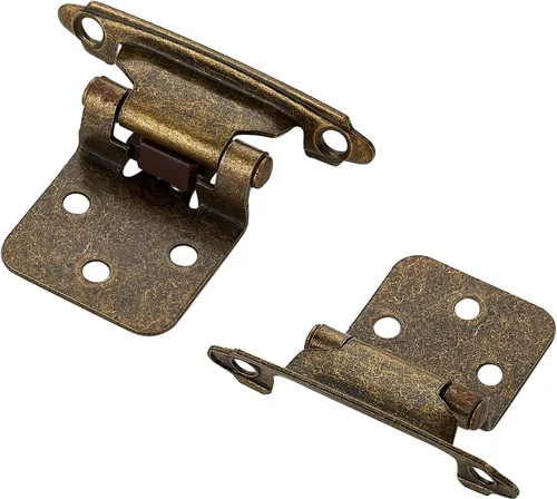Vista 7 de Ravinte Bisagras de bronce antiguo para gabinete, superposición de 1/2 pulgada, paquete de 10 (5 pares)