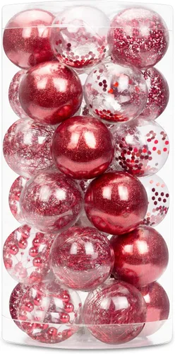 Vista 14 de 24 unidades - Adornos de bolas de Navidad de plástico transparente inastillable colgantes con bolas delicadas decorativas