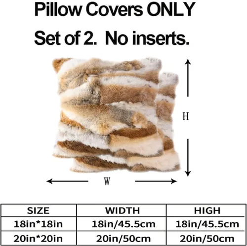 Vista 11 de Juego de 2 fundas de almohada decorativas de piel natural, 18 x 18