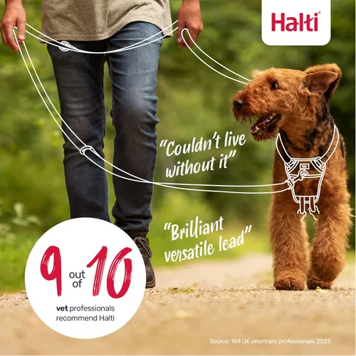 Vista 6 de Correa de Entrenamiento Halti - Correa de Perro Multifuncional de Doble Extremo, Ideal para Entrenamiento de Perros Anti-Tirón. Ligera, Suave y Negro