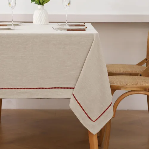 Vista 54 de Linen World - Mantel de lino de otoño de 90 x 60 pulgadas, mantel rectangular lavable de lino francés para comedor, al aire libre, bodas