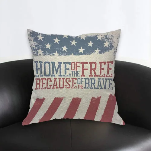 Vista 2 de AOYEGO Americana - Funda de almohada patriótica para el Día de la Independencia America Home Because of The Brave, funda de almohada decorativa