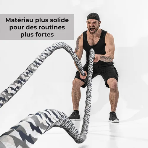 Vista 3 de Battle Rope for CrossFit & Undulation Training - w/Anchor Kit for Gym Exercise by Nordic Lifting