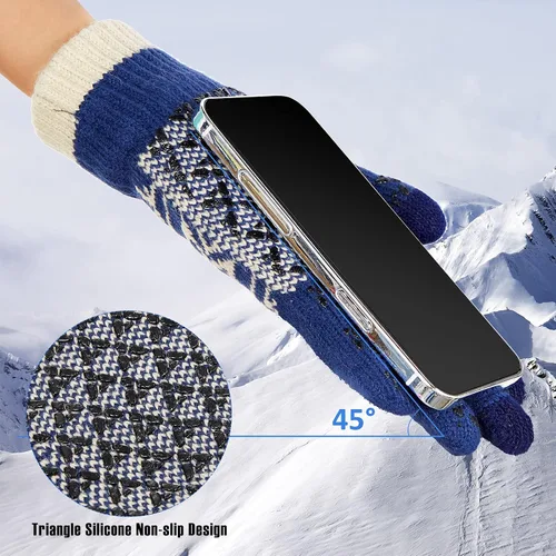 Vista 5 de SATINIOR 4 pares de guantes de invierno para pantalla táctil, guantes cálidos con forro de lana, guantes térmicos con goma antideslizante