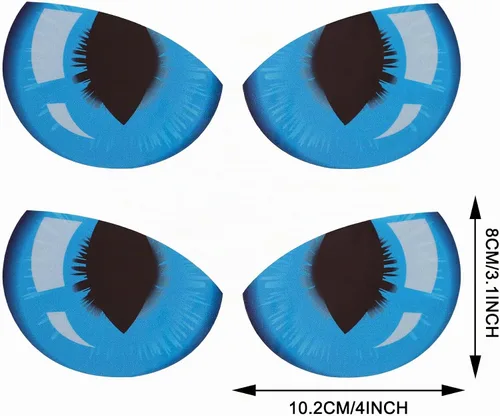 Vista 3 de TOMALL 2 pares de calcomanías reflectantes estéreo 3D para espejo retrovisor de automóvil, ojos de gato, resistentes y reflectantes, impermeables