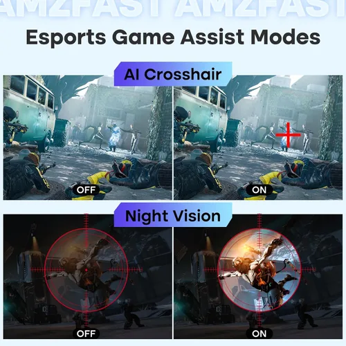 Vista 4 de Amzfast Monitor para juegos de 24 pulgadas 180Hz QHD (2560 × 1440), monitor IPS rápido, compatible con G-SYNC de 1 ms, altavoces incorporados, 96%