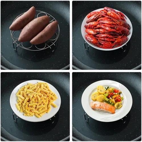 Vista 4 de GSlife Estante de vapor para huevos, salvamanteles de acero inoxidable para olla a presión de 8 cuartos de galón, cocina 18 huevos, inserto apilable