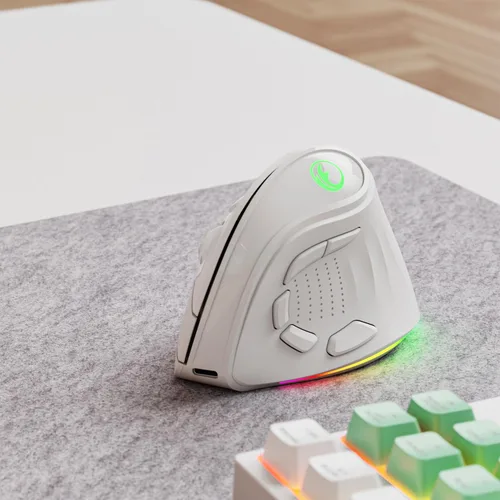 Vista 7 de Ratón ergonómico vertical inalámbrico recargable RGB de 2.4G y BT 5.1, 5 botones laterales, máximo 8400 DPI, para PC, portátil, para Windows 11 10
