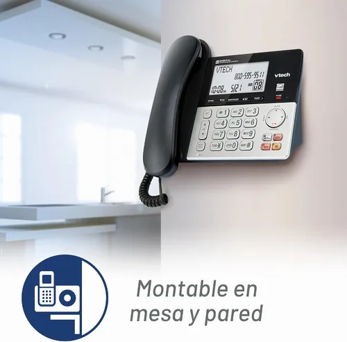 Vista 9 de VTech VG208 DECT 6.0 Teléfono con cable/inalámbrico para el hogar con contestador, bloqueo de llamadas, identificación de llamadas, pantalla