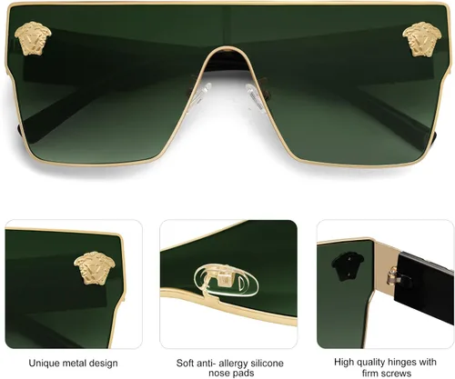 Vista 8 de Allarallvr Gafas de sol cuadradas de gran tamaño para mujeres hombres vintage de moda clásica gafas de sol de sol para mujer AR82087