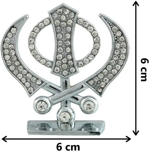 Vista 2 de Targets Tienda Sikh Símbolo religioso Khanda Sahib ídolo Estatua de metal para tablero de instrumentos del coche Mandir Pooja Murti Templo Puja