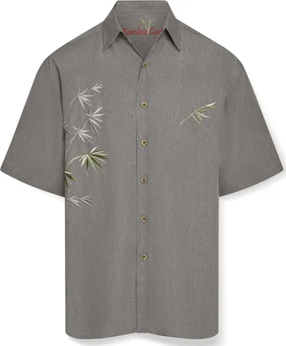 Vista 5 de Bamboo Cay Camisa tejida bordada casual de bambú volador de manga corta para hombre Tomato