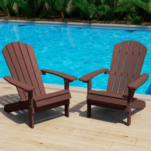 Vista 16 de YEFU Silla Adirondack de plástico resistente a la intemperie, sillas de patio con instalación fácil en 5 pasos, se ve exactamente como madera real
