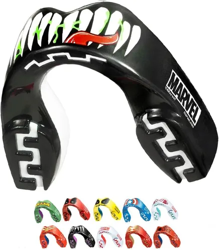 Vista 14 de Marvel Protector bucal deportivo, protector bucal de doble capa para adultos y jóvenes con estuche (bestia, junior (hasta 11 años)) Youth <11