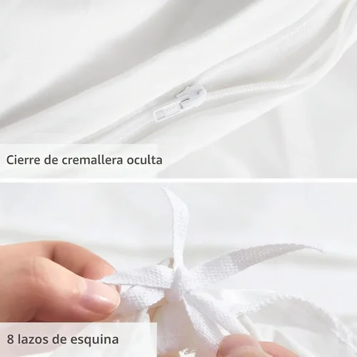 Vista 4 de Oli Anderson - Funda de edredón blanca tamaño Queen, funda de edredón plisada tamaño Queen, juego de ropa de cama texturizada suave y transpirable