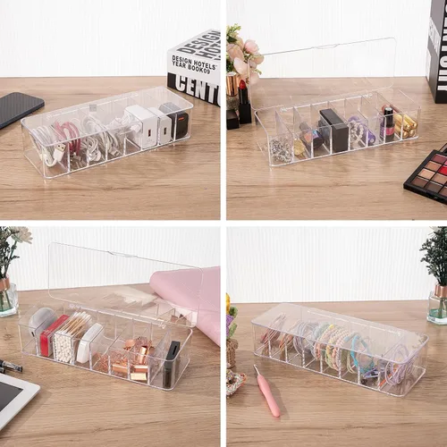 Vista 7 de HOMEE Caja organizadora de cables de 2 piezas con tapa, organizador de almacenamiento de cables de carga de plástico, caja de cables con 8