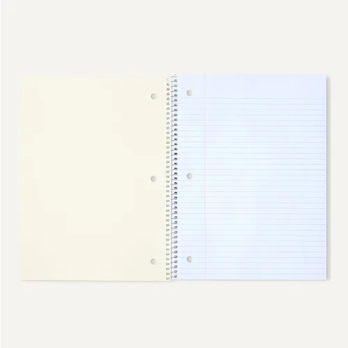 Vista 4 de Amazon Basics Cuadernos espirales con rayas universitarias, 70 hojas, 10.5 x 8 pulgadas, páginas perforadas, colores sólidos pastel surtidos