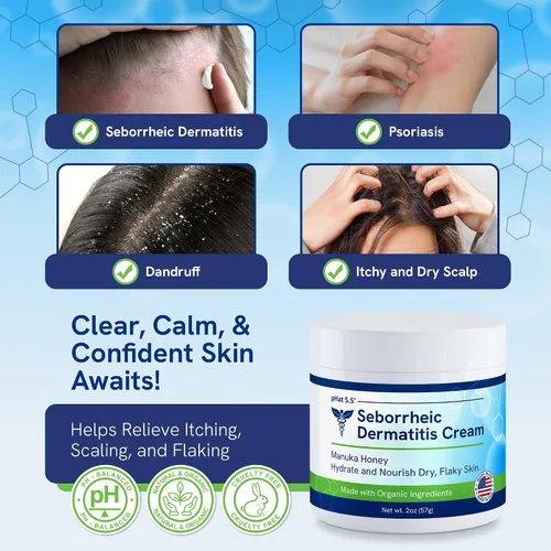 Vista 5 de pHat 5.5 Crema Hidratante para Dermatitis Seborreica y Loción Facial para Mujeres - Crema Calmante para el Enrojecimiento de Cara y Cuerpo - Crema