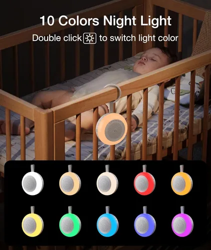 Vista 2 de Máquina de Sonido Portátil para Bebé, LEICEX Máquina de Ruido Blanco, 33 Sonidos Relajantes, Luz Nocturna de 10 Colores Máquina de Sueño para Bebés