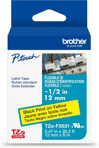 Vista 31 de Cinta laminada Brother Negro sobre Transparente, 6 mm (Tze111)