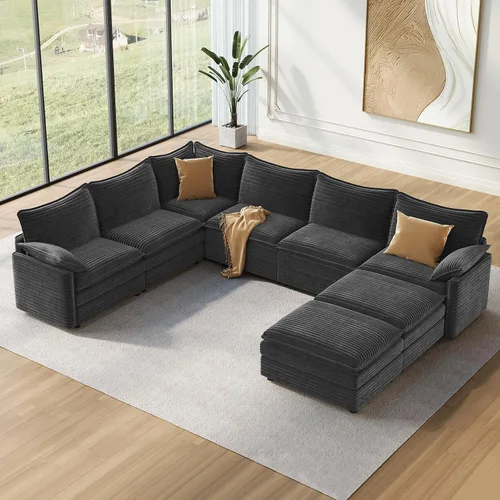 Vista 60 de Vesgantti Sofá modular de 108 pulgadas, cómodo sofá de nube con asiento profundo otomano movible, sofá modular en forma de L, sofás seccionales