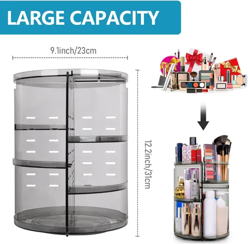 Vista 6 de Organizador de maquillaje giratorio de 360°, organizador giratorio para el cuidado de la piel, estuche de exhibición de cosméticos con soporte