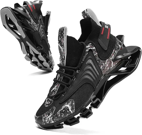 Vista 2 de GJUYC Zapatillas deportivas para hombre, tenis para correr, para hombre, atletismo, para caminar, baloncesto, casual, senderismo, hombre, negro