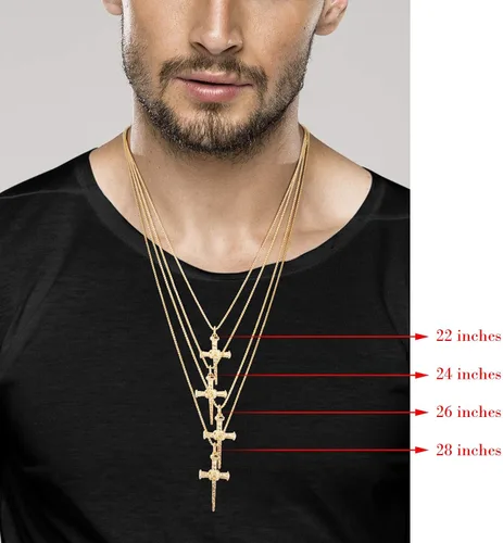 Vista 6 de Miabella 925 Sterling Silver Italian Rope Wrap Nail Cross Pendant Necklace Box Chain Rhodium or 18K Yellow Gold Over Silver Made in Italy