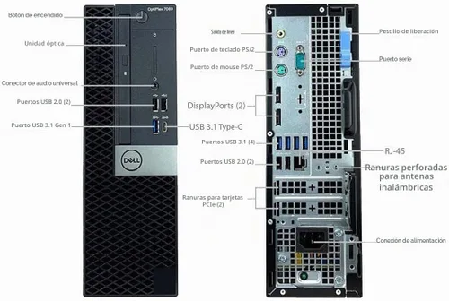 Vista 4 de DELL Computadora de escritorio Optiplex 7060 SFF Intel 8ª generación i7-8700 (6 núcleos) 16GB DDR4 Ram Nuevo SSD NVMe M.2 de 1TB WiFi