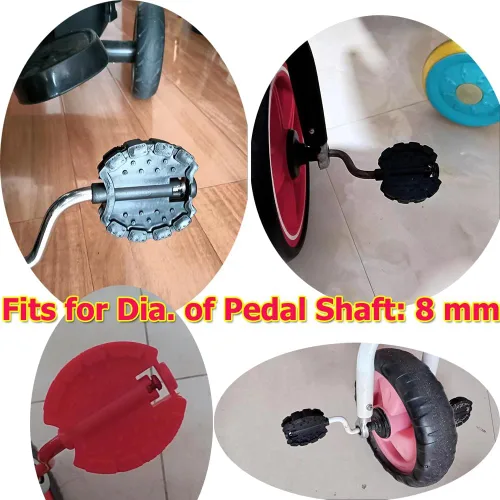 Vista 6 de 2 pares de pedales de triciclo para niños pequeños, eje de husillo de 5/16 pulgadas, reposapiés plano para niños, triciclo rojo, triciclo al aire